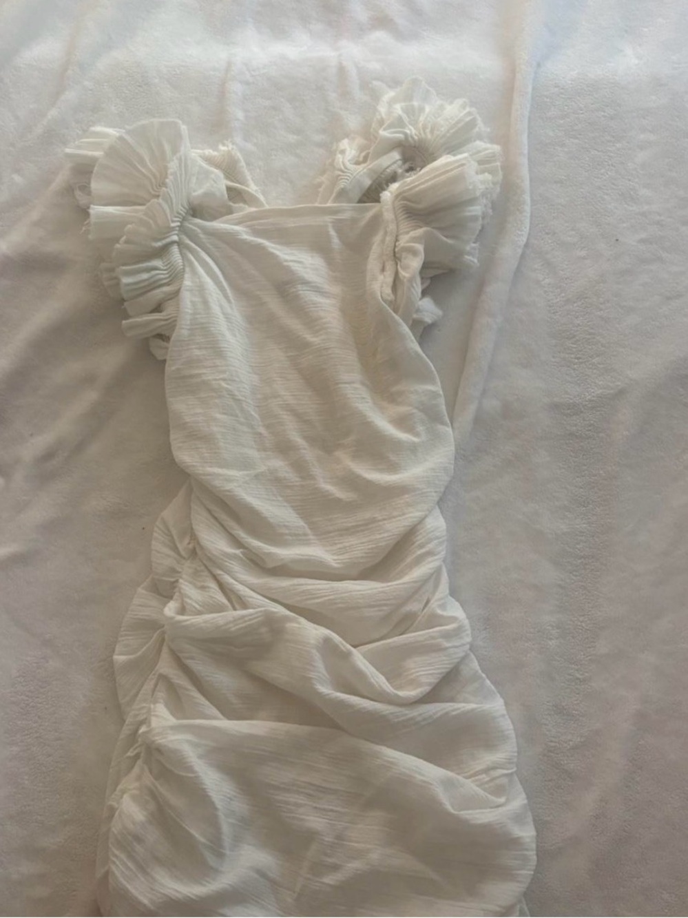 Isabel Marant Cream Ruffled Shoulder Ruched Top - Picture 2 of 3